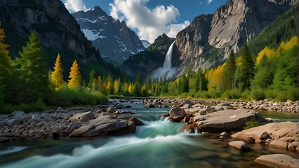 mountain river in the mountains Nature's Masterpiece Breathtaking Landscape