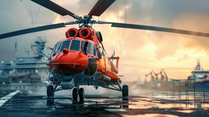 Emergency Rescue Helicopter Touching Down for Landing