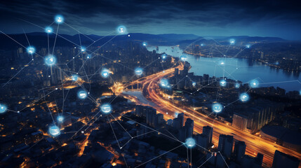 Smart city and communication network, photo shot