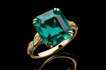 Fancy gold emerald ring