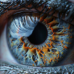Close up of human eye with iris. 3D rendering.