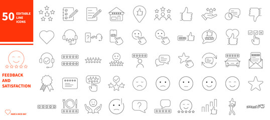 Satisfaction feedback icon set. Customer review icon.