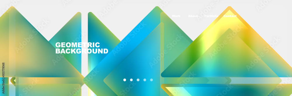 Aufkleber A symmetrical geometric background featuring electric blue and yellow triangles resembling liquid on a white canvas. The colors create a colorful and vibrant visual display