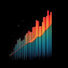 Fototapeta premium the graph on the black background chart is going down to up business finance diagram growth