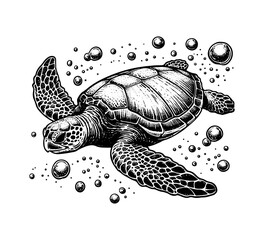 sea turtle hand drawn vector illustration