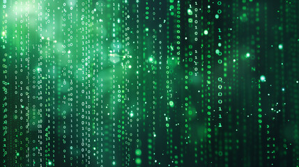 Green Digital Data Stream with Binary Code