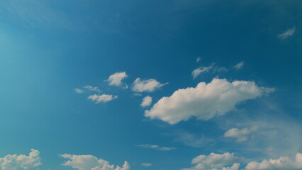 Cloudy Moving Aerial View. Beautiful Blue Sky With Clouds Moving In Opposite Direction Background....