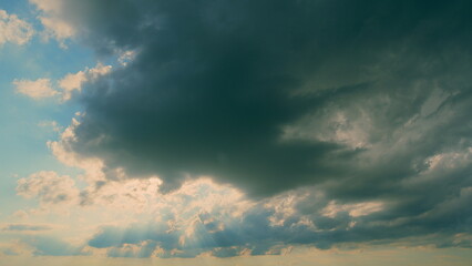 Dark Gray Clouds In Sky Of Rainy Season. Enlightenment Concept. Rain Is Coming. Beautiful Storm...