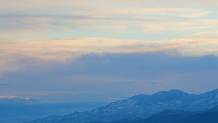 Fantastic Warm Sunrise And Over The Mountain. Range Of Mountain And Sunrise.