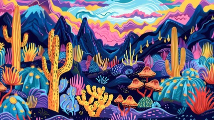 Mushroom plateau abstract illustration poster background