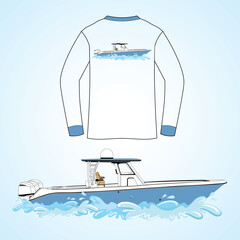 Fishing Boat Vector Illustration for T-shirt 