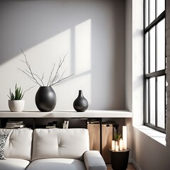  Loft interior design of modern living room, home. 
