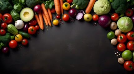 Food background with assortment of fresh organic vegetable.generative.ai