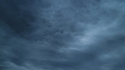 Change Of Weather. Thunderous Clouds. Dramatic Dark Gray Thunderclouds. Moving And Changing...