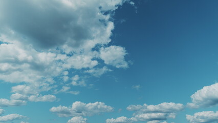 Convection In Atmosphere. Nature Blue Sky Clear Weather Background. White Clouds Background.