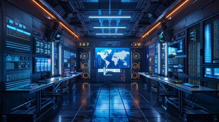 Obraz premium Modern Data Center Interior. High-Tech Server Room 