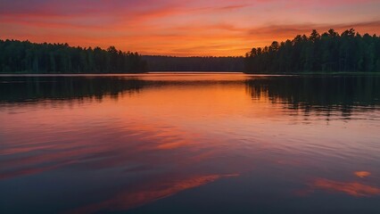 sunset on the lake Serenity's Embrace Tranquil Sunset Reflections