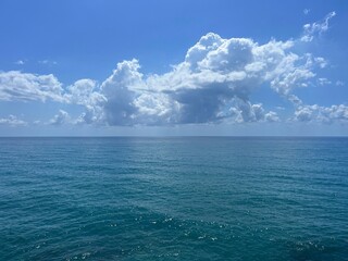 Blue sea and amazing sky clouds