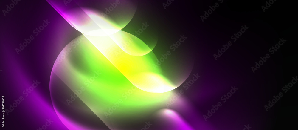 Poster vibrant swirls of magenta, electric blue, and yellow create a colorful pattern on a black background