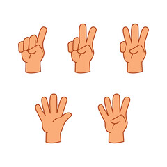 hand sign color set vector illustration