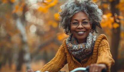 Joyful African American Woman Cycling in the Park - 4K HD Wallpaper