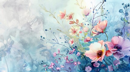 Watercolor portrait of a fantasy floral arrangement, whimsical colors and dreamy backdrop inspiring feelings of wonder and positivity