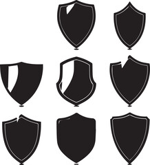 Different shield Icons shapes on white background 