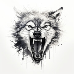 Fototapeta premium Wolf head pencil draw