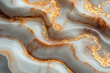  top down close up of stunning gold and silver agate surface. Created with Ai