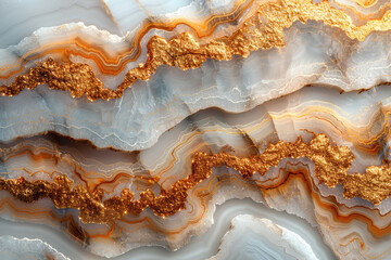 A stunning closeup of an agate surface with intricate patterns and golden veins. Created with Ai