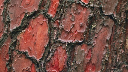 Wood Pine Bark Background. Brown Red Tree Bark Of Pine. Nature Concept. Pine Tree Texture. Pan.