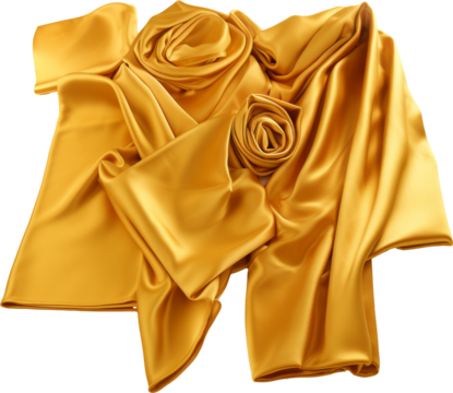 golden cloth satin dress isolated on white or transparent background,transparency - Powered by Adobe