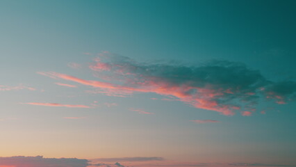 Clear Blue Sky With Peaceful Pink Clouds And Blue Sky. Natural Abstraction. Hope And Peace. Dreamy...