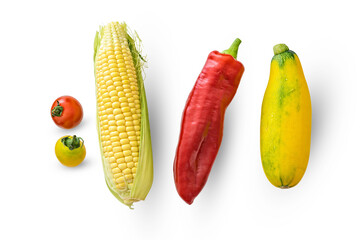 Collection of vegetable slices isolated on transparent background. Fresh food. PNG format