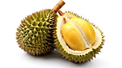 Fototapeta premium Durian fruit isolated on white background.AI generated image