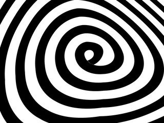 Abstract hypnotic wave pattern with black-and-white striped lines. Psychedelic background. Op art, optical illusion. Modern design, graphic texture.