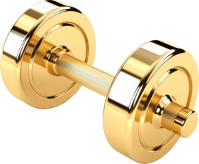 golden dumbbell isolated on white or transparent background,transparency 
