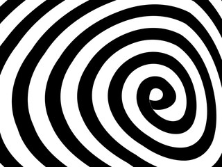 Naklejka premium Abstract hypnotic wave pattern with black-and-white striped lines. Psychedelic background. Op art, optical illusion. Modern design, graphic texture.