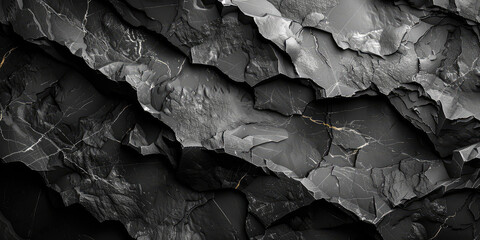 Black marble background with golden veins. Created wth Ai