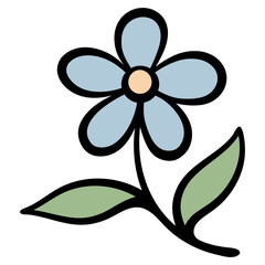 Blue Flower with Stem