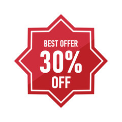 best offer30% off badges discount best deal promo sales marketing strategy red design