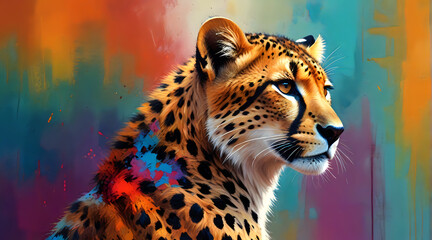Leopard colorful painting abstract background design illustration.