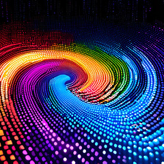Pixel Whirlpool A swirling vortex composed of thousands of colorful pixels, each representing digital data