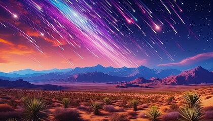 "Sands of Stardust: Meteor Shower's Illuminated Embrace"
