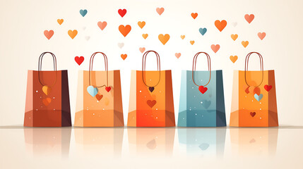 Illustration of Set of Colorful Empty Shopping Bags Isolated in White Background AI Generated