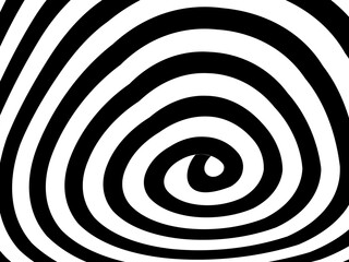 Abstract hypnotic wave pattern with black-and-white striped lines. Psychedelic background. Op art, optical illusion. Modern design, graphic texture.