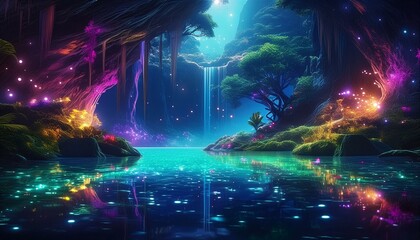 "Hidden Cove Gems: Bioluminescent Symphony Below"
