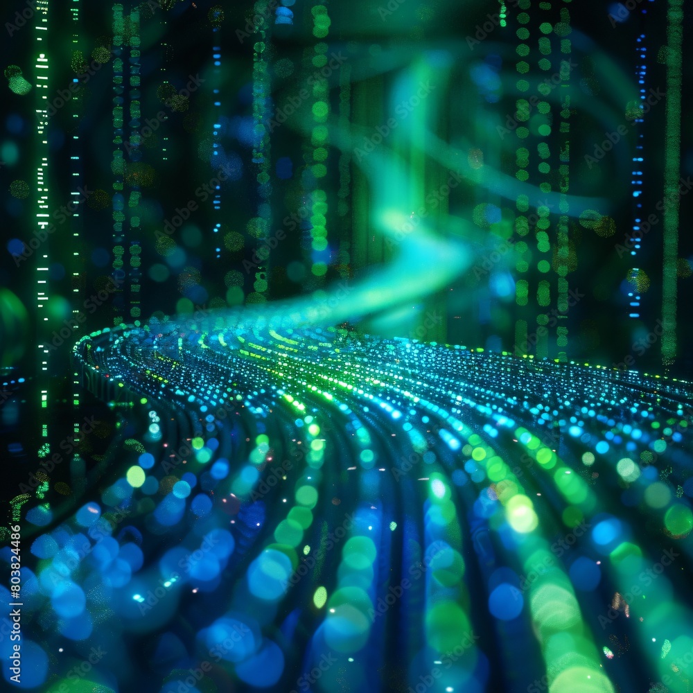 Poster advanced tech data streams: 3d visualization of digital flow