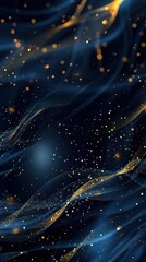 Luxury blue background with golden wavy accent lines