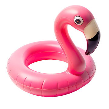recommend clip art: pink flamingo rubber ring isolated on transparent background. AI Generative